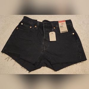 NEW Black Levi's High Rise 501 Water Less Jean Shorts Women's Size 28 Button fly